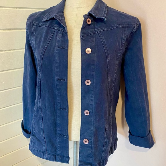 Women's Vintage 90s Denim Jacket, Navy Blue, Size Small - Picture 1 of 6